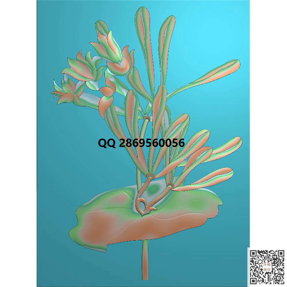 ZW-029 草花 竖向_花草浮雕素材洋花四季花鸟精雕图浮雕图